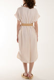 Belted V-Neck Short Sleeve Midi Dress For Women  - Dropwear