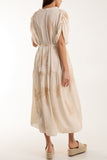 Orange Palm Tree Belted Tiered Midi Dress For Women ONE SIZE - Dropwear