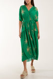Palm Tree Belted Tiered Midi Dress For Women  - Dropwear