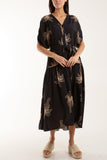 Khaki Palm Tree Belted Tiered Midi Dress For Women ONE SIZE - Dropwear