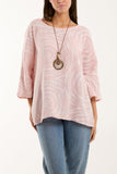 Khaki Swirl Necklace 3/4 Sleeve Blouse For Women ONE SIZE - Dropwear