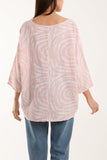 Denim Swirl Necklace 3/4 Sleeve Blouse For Women ONE SIZE - Dropwear
