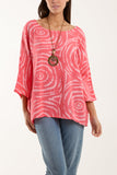 White Swirl Necklace 3/4 Sleeve Blouse For Women ONE SIZE - Dropwear