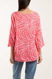 Navy Swirl Necklace 3/4 Sleeve Blouse For Women ONE SIZE - Dropwear