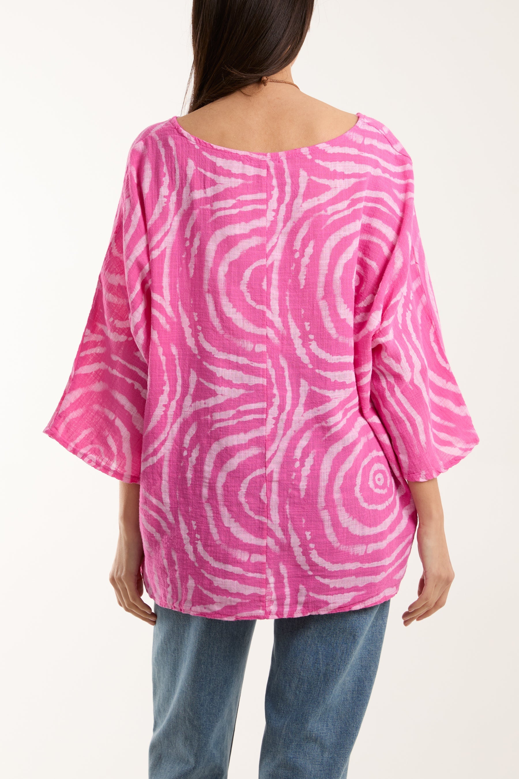 Swirl Necklace 3/4 Sleeve Blouse For Women  - Dropwear