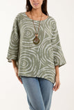 Blush Swirl Necklace 3/4 Sleeve Blouse For Women ONE SIZE - Dropwear