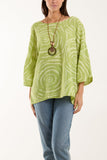 Pink Swirl Necklace 3/4 Sleeve Blouse For Women ONE SIZE - Dropwear