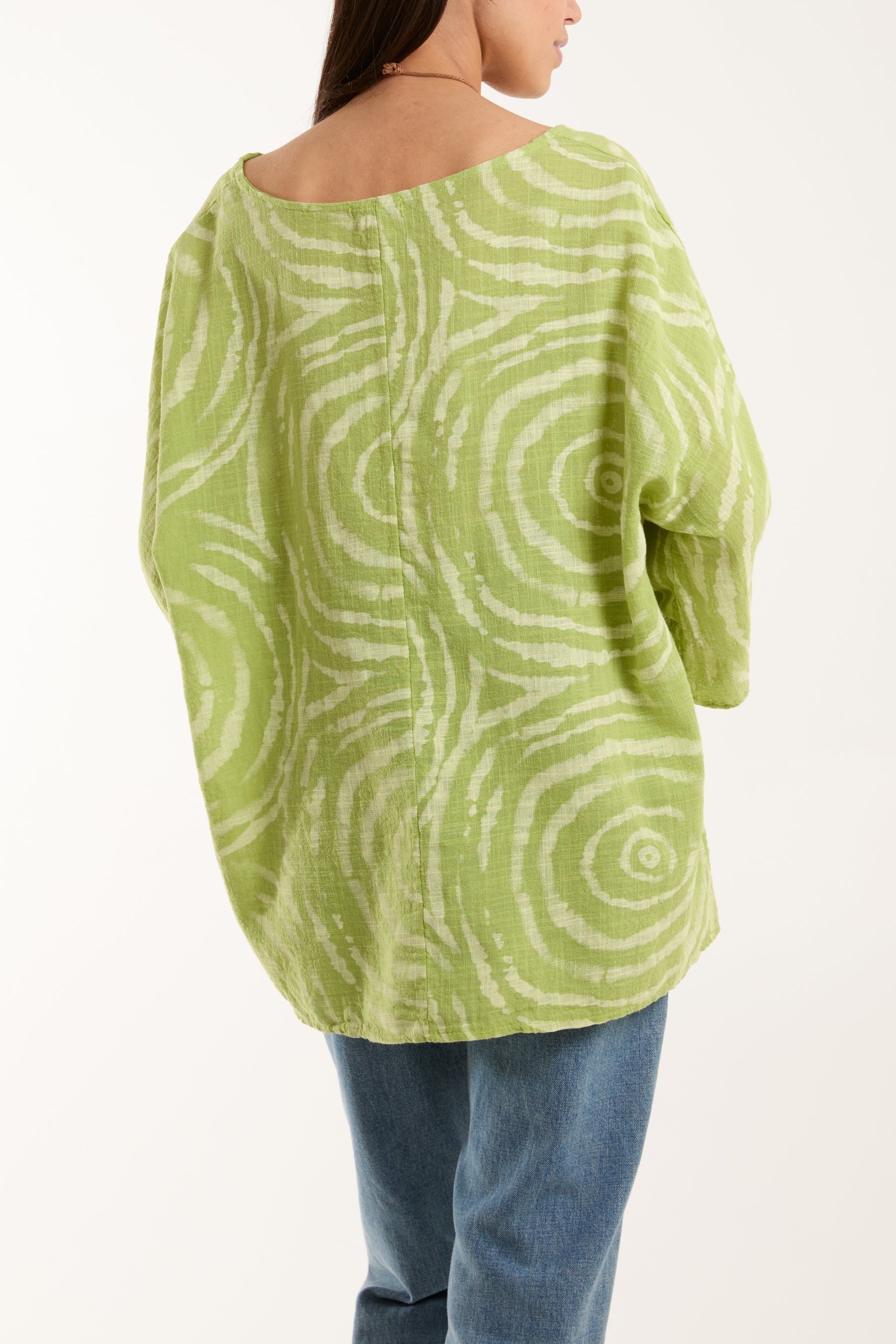 Turquoise Swirl Necklace 3/4 Sleeve Blouse For Women ONE SIZE - Dropwear