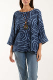 Black Swirl Necklace 3/4 Sleeve Blouse For Women ONE SIZE - Dropwear