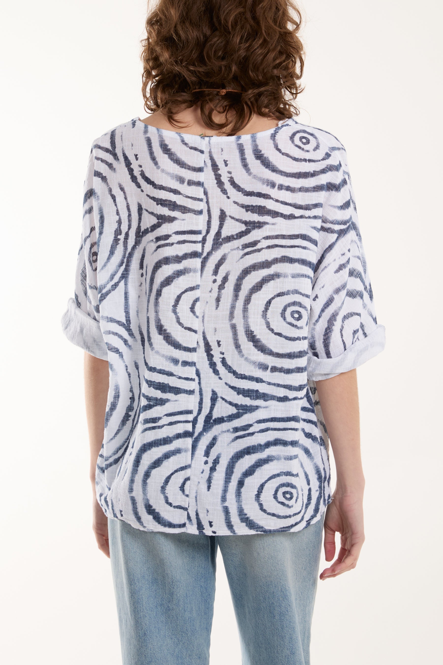 Swirl Necklace 3/4 Sleeve Blouse For Women  - Dropwear