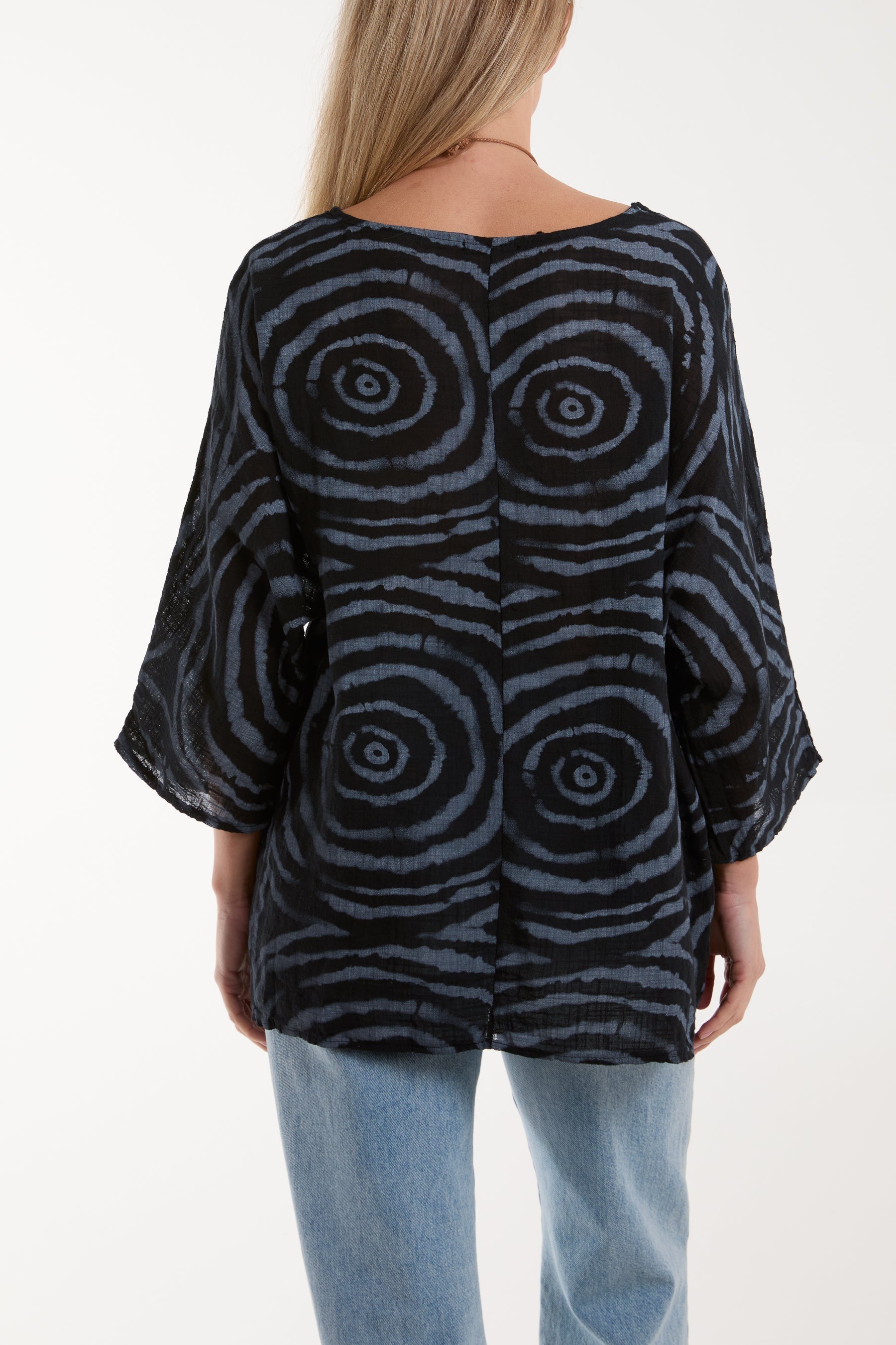 Swirl Necklace 3/4 Sleeve Blouse For Women  - Dropwear