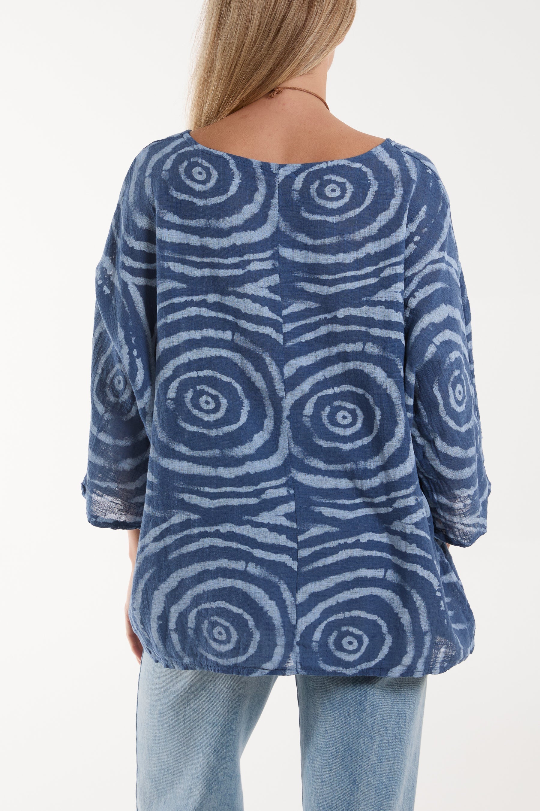 Swirl Necklace 3/4 Sleeve Blouse For Women  - Dropwear