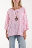 Swirl Necklace 3/4 Sleeve Blouse For Women  - Dropwear