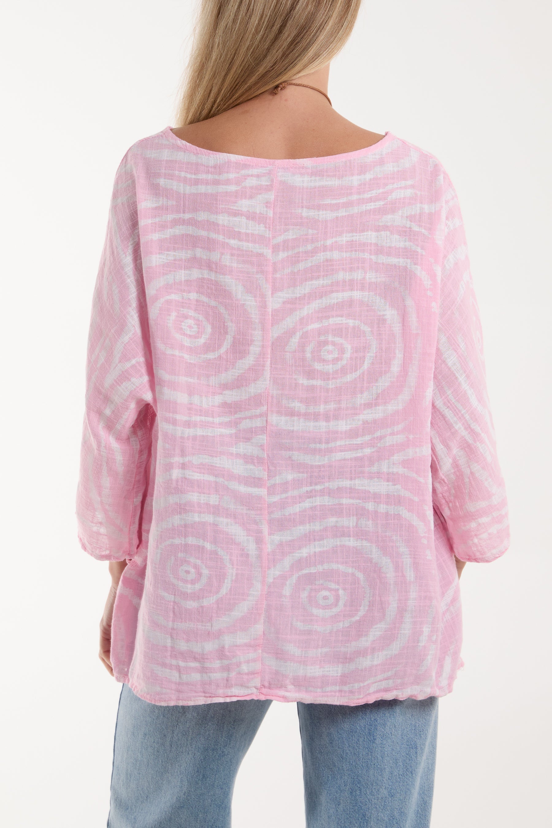 Swirl Necklace 3/4 Sleeve Blouse For Women  - Dropwear