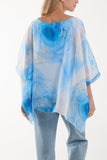 Marble Print Sheer Blouse For Women  - Dropwear