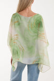 Marble Print Sheer Blouse For Women  - Dropwear