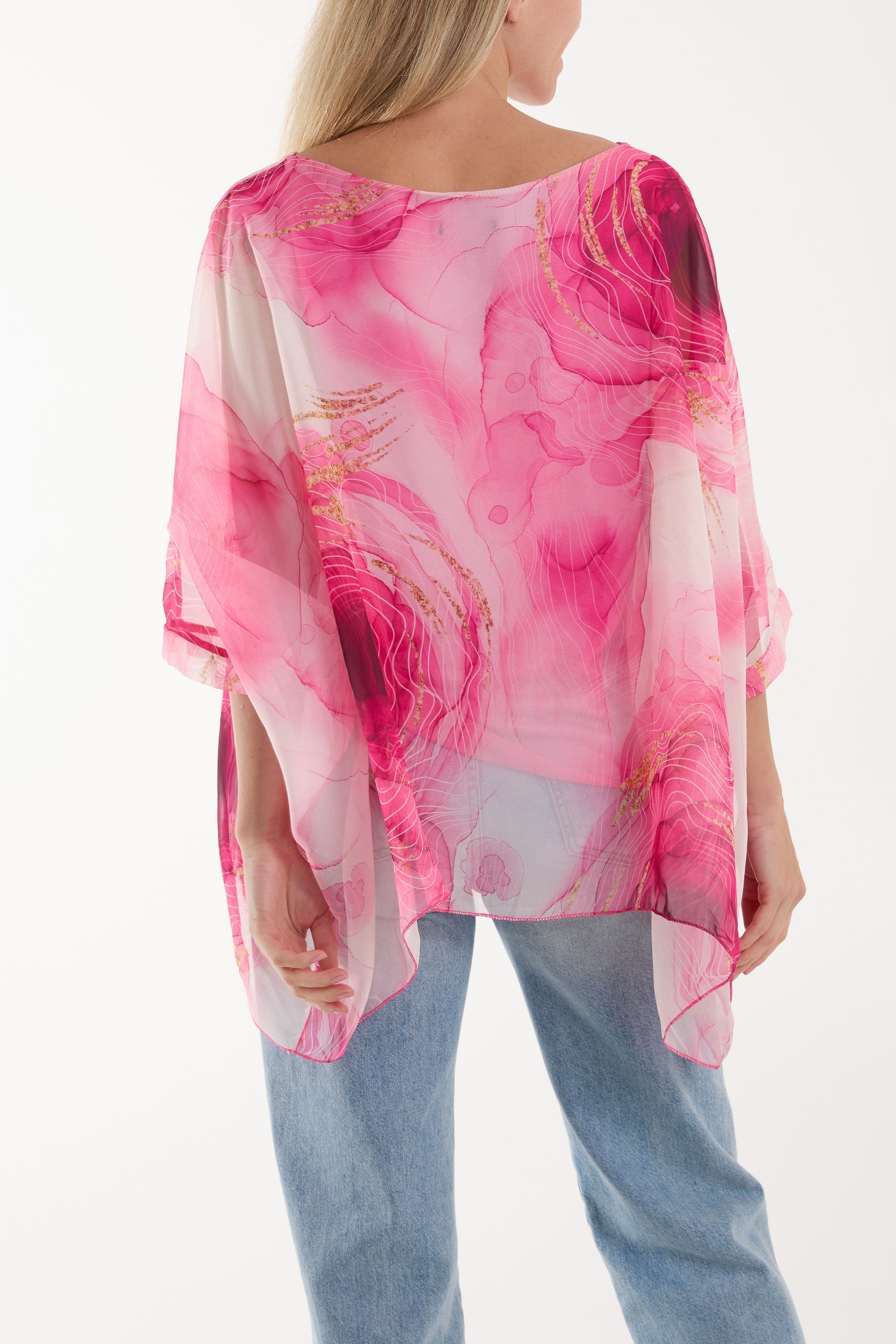 Marble Print Sheer Blouse For Women  - Dropwear