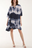 Black Tie Dye Smock Tiered Mini Dress For Women ONE SIZE - Dropwear
