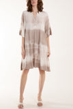 Navy Tie Dye Smock Tiered Mini Dress For Women ONE SIZE - Dropwear