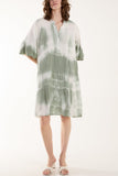 Fuchsia Tie Dye Smock Tiered Mini Dress For Women ONE SIZE - Dropwear