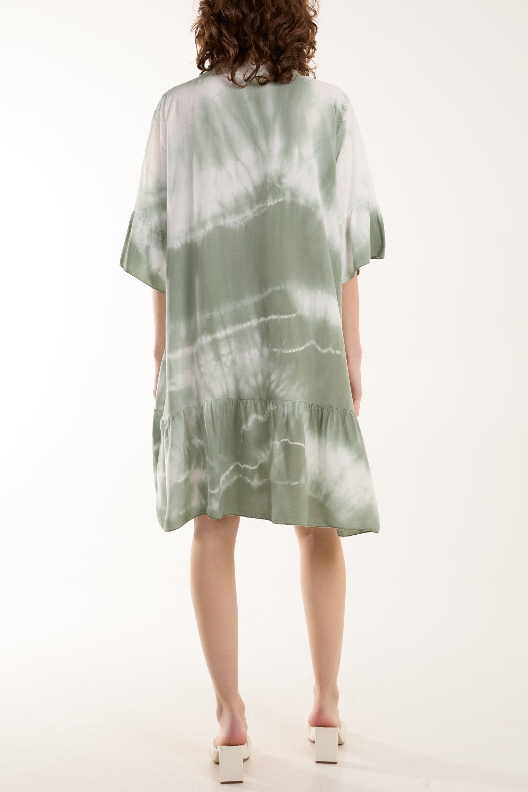 Tie Dye Smock Tiered Mini Dress For Women  - Dropwear