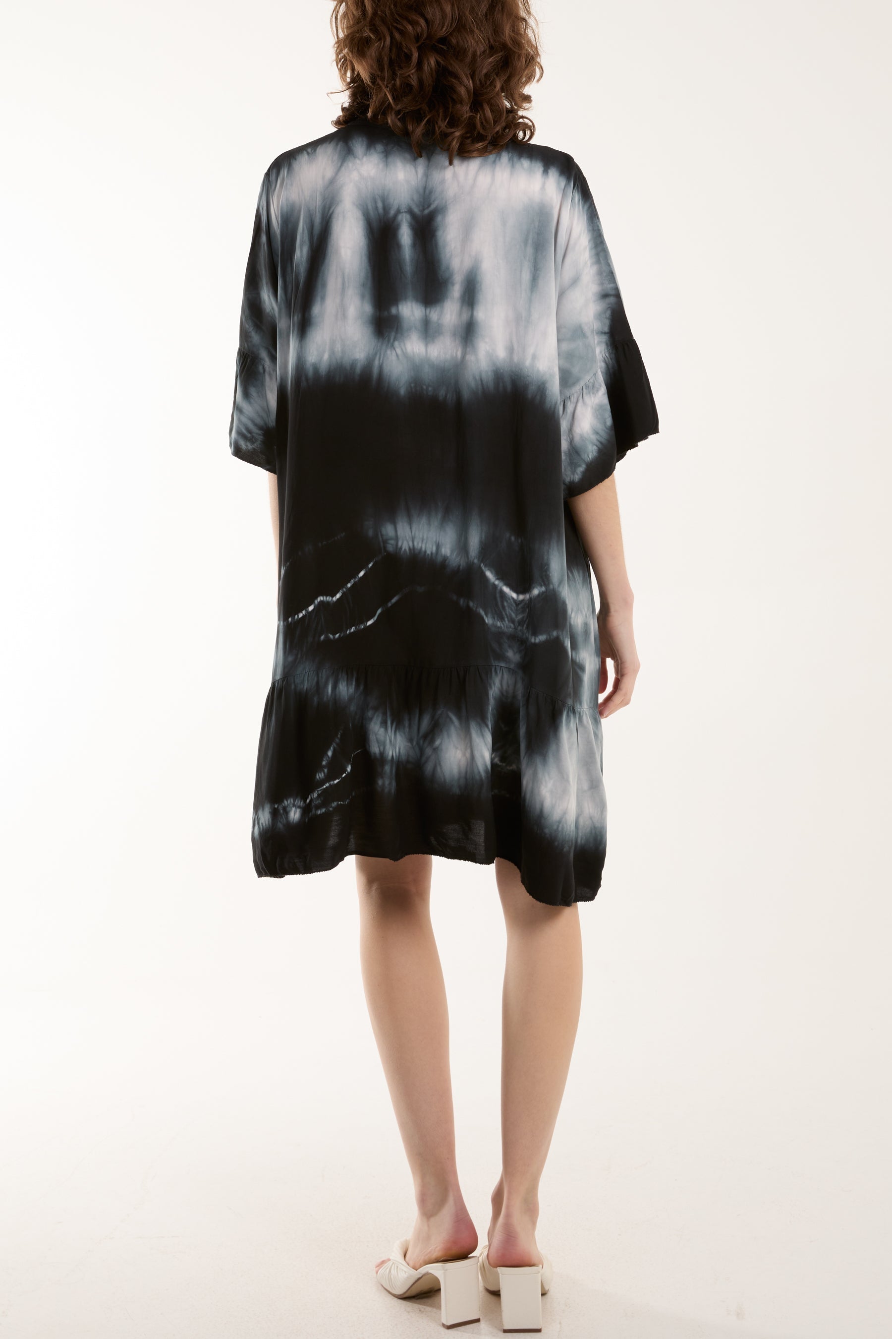 Tie Dye Smock Tiered Mini Dress For Women  - Dropwear
