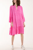 Leopard Print Long Sleeve Tiered Mini Dress For Women  - Dropwear