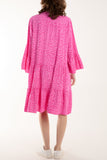 Leopard Print Long Sleeve Tiered Mini Dress For Women  - Dropwear