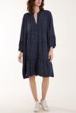 Leopard Print Long Sleeve Tiered Mini Dress For Women  - Dropwear
