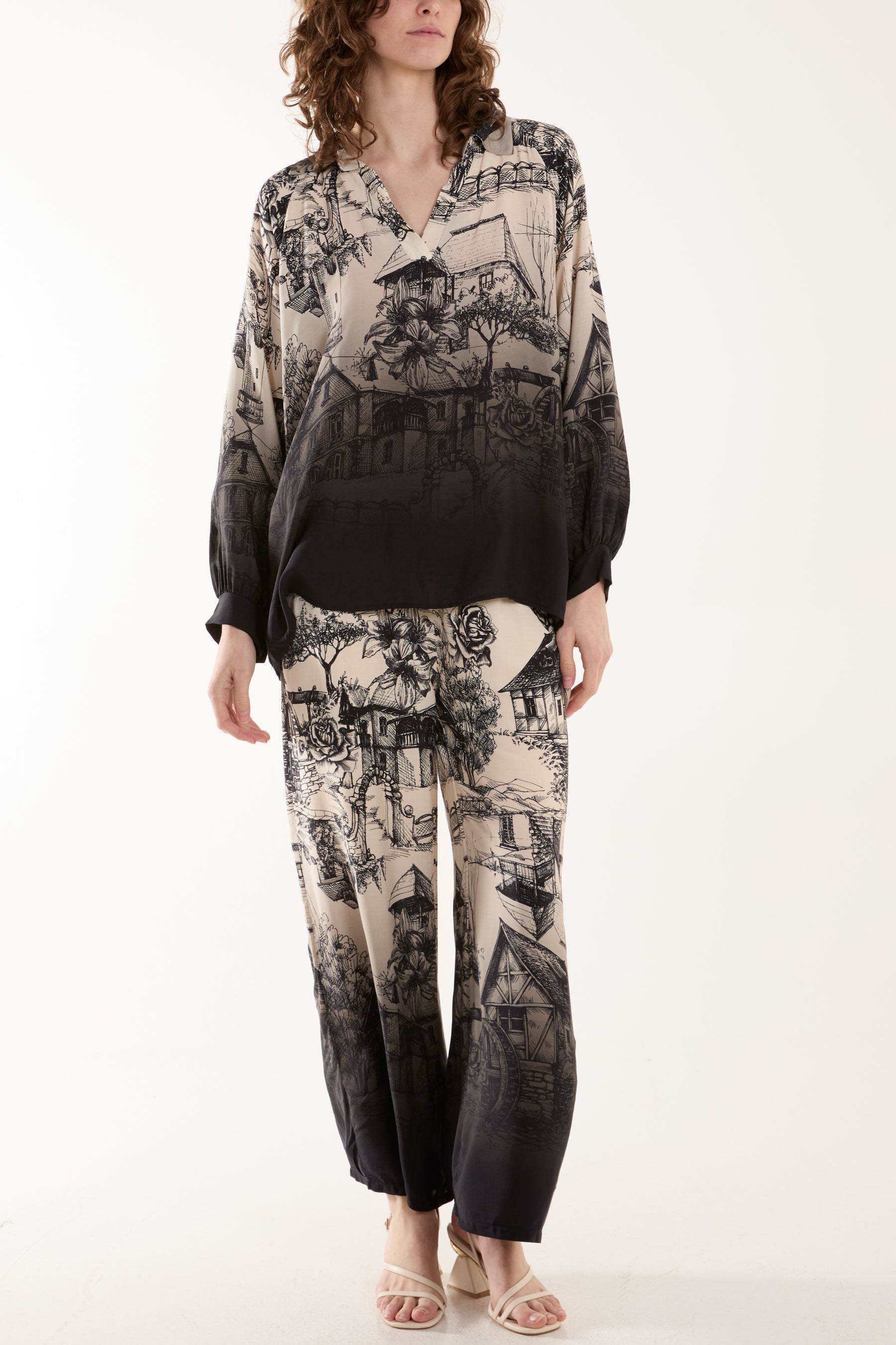 Ombre Edge Printed Co-Ord Set For Women  - Dropwear