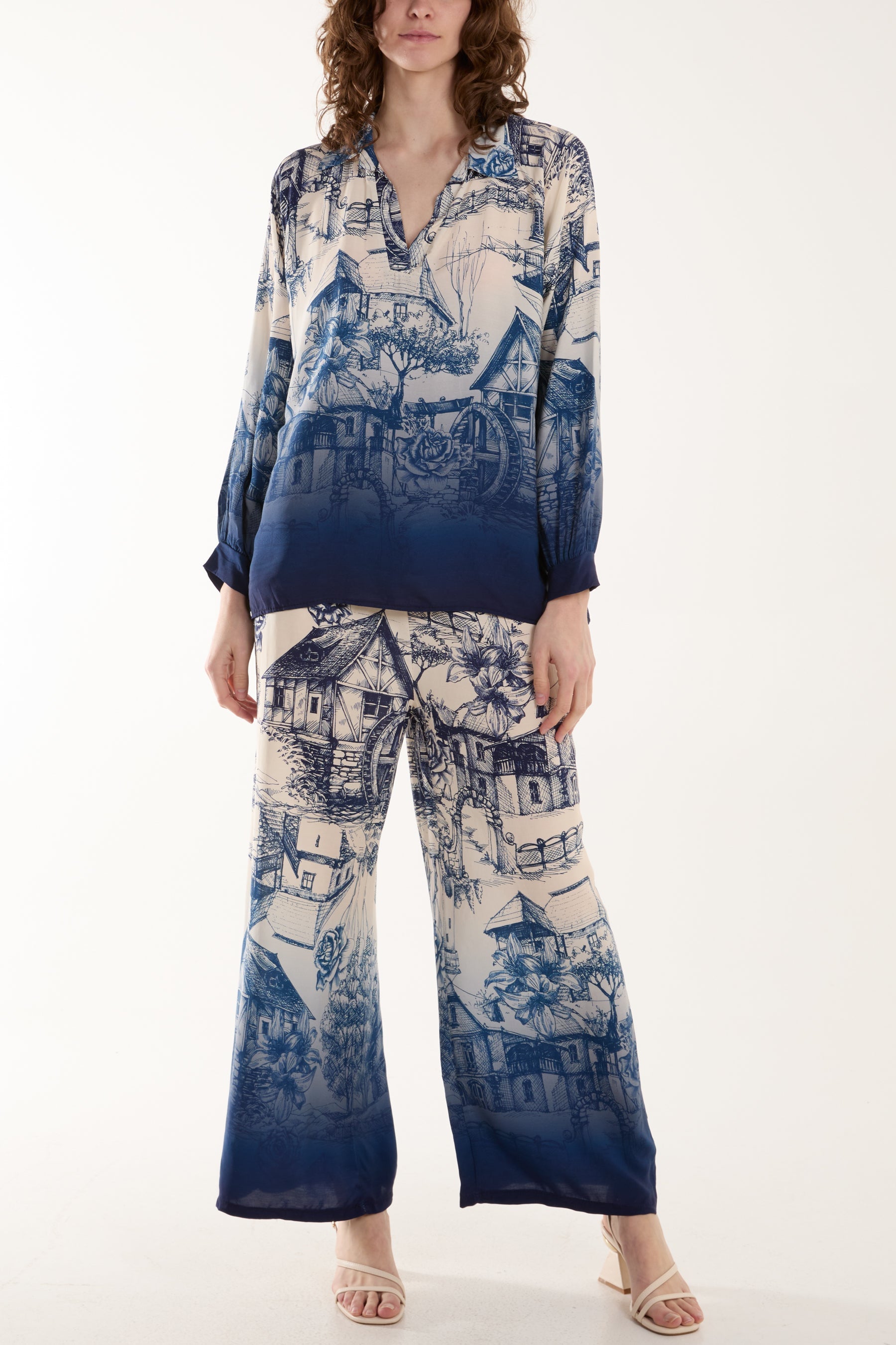 Pink Ombre Edge Printed Co-Ord Set For Women ONE SIZE - Dropwear