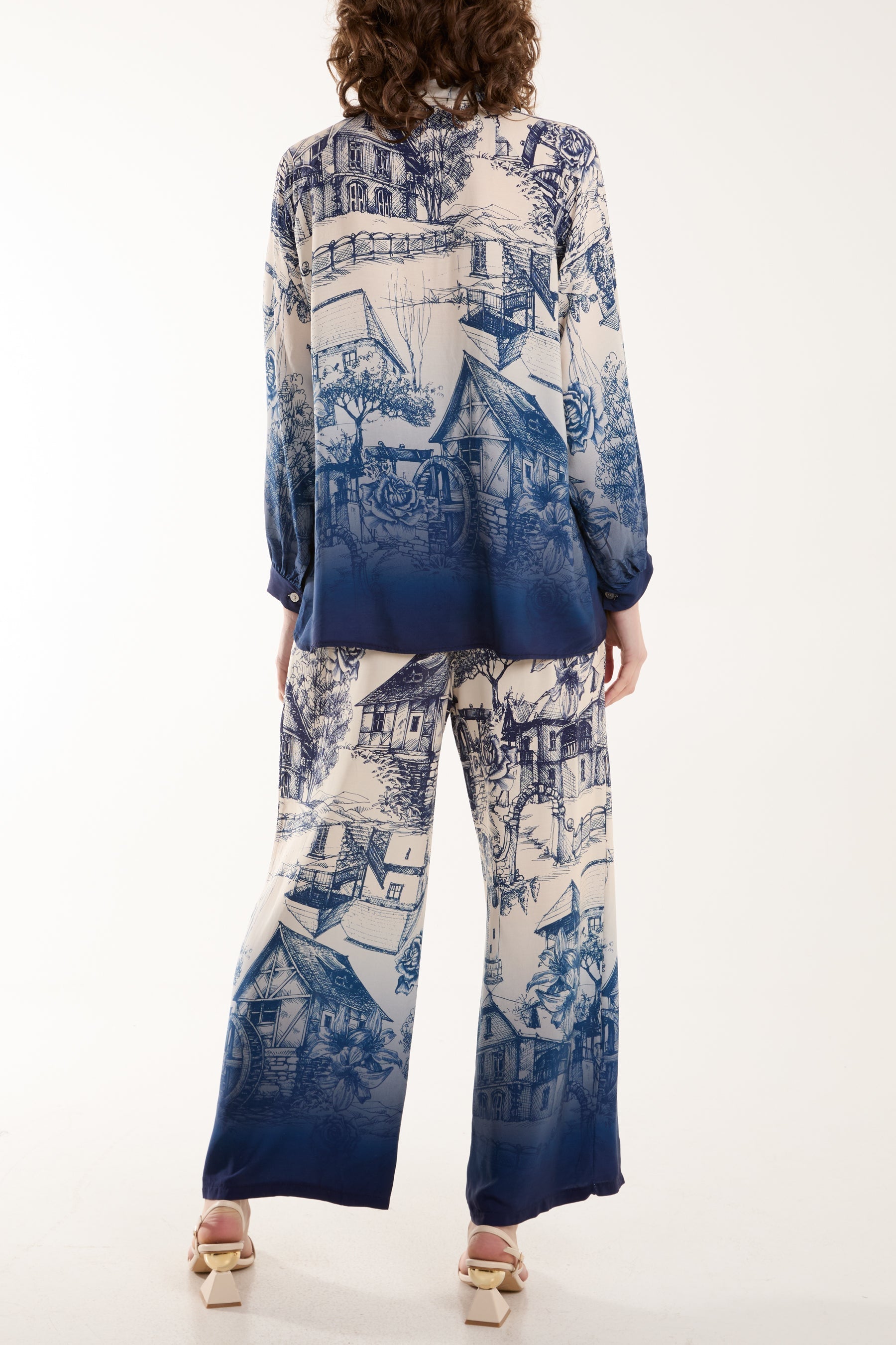 Khaki Ombre Edge Printed Co-Ord Set For Women ONE SIZE - Dropwear