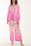 Light Blue Ombre Edge Printed Co-Ord Set For Women ONE SIZE - Dropwear