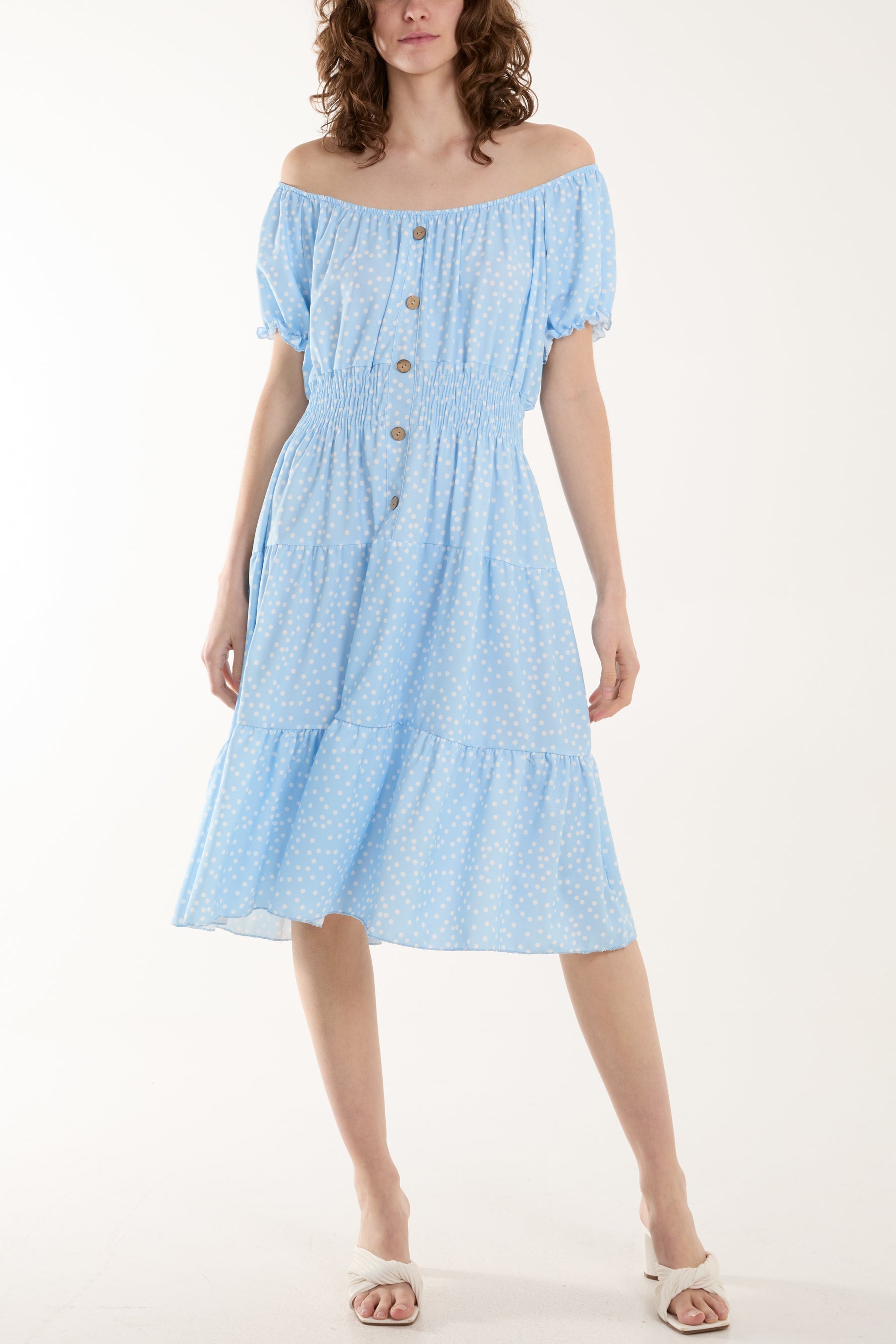 Jade Polka Dot Button Through Mini Dress For Women ONE SIZE - Dropwear