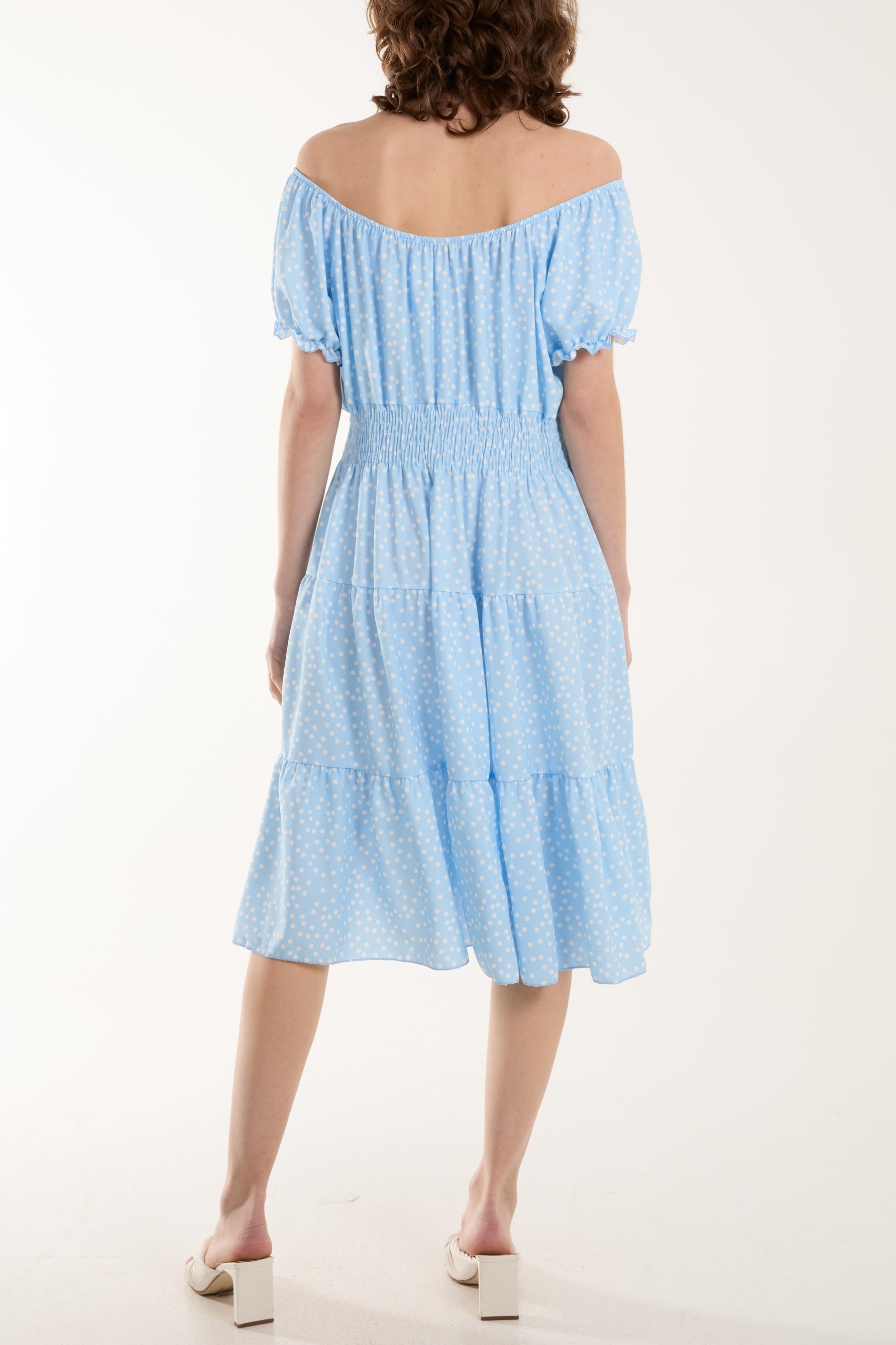 Khaki Polka Dot Button Through Mini Dress For Women ONE SIZE - Dropwear