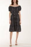 Royal Blue Polka Dot Button Through Mini Dress For Women ONE SIZE - Dropwear