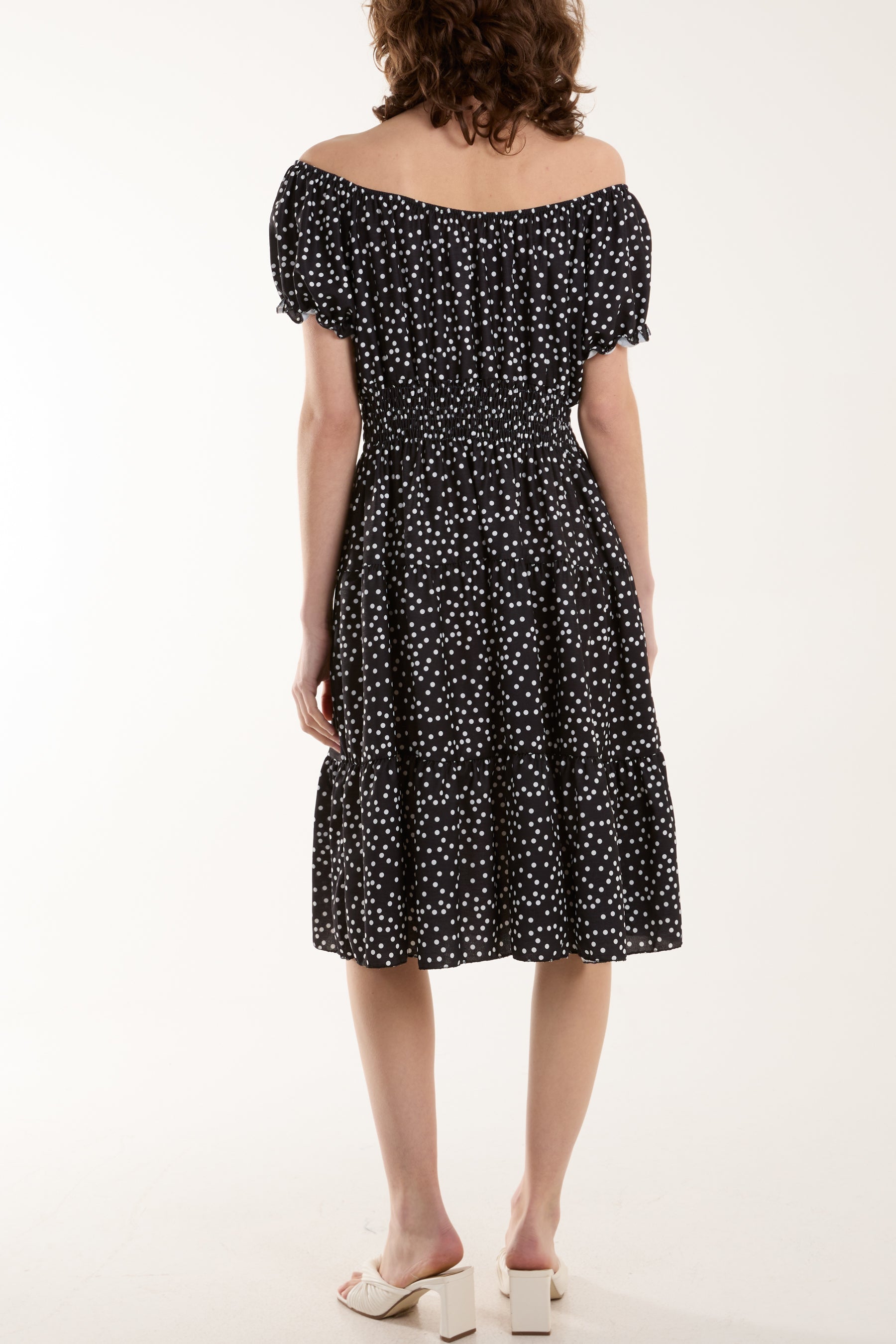 Hot Pink Polka Dot Button Through Mini Dress For Women ONE SIZE - Dropwear