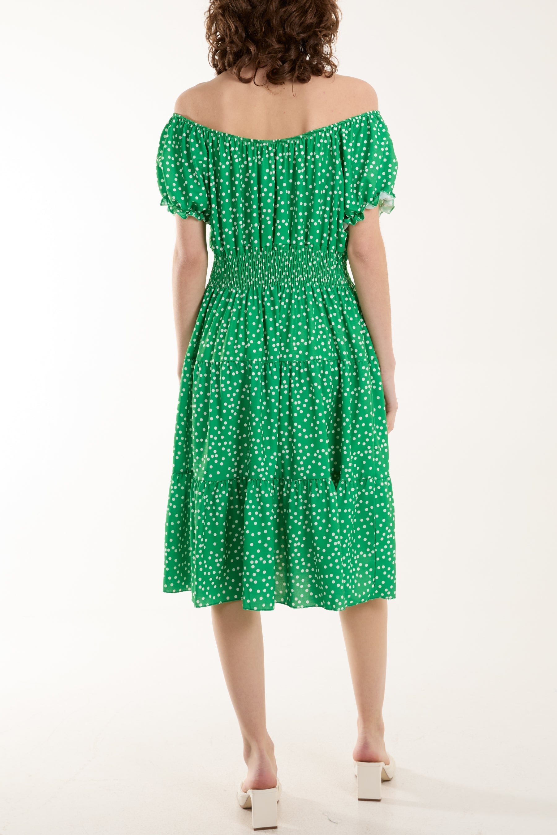 Polka Dot Button Through Mini Dress For Women  - Dropwear