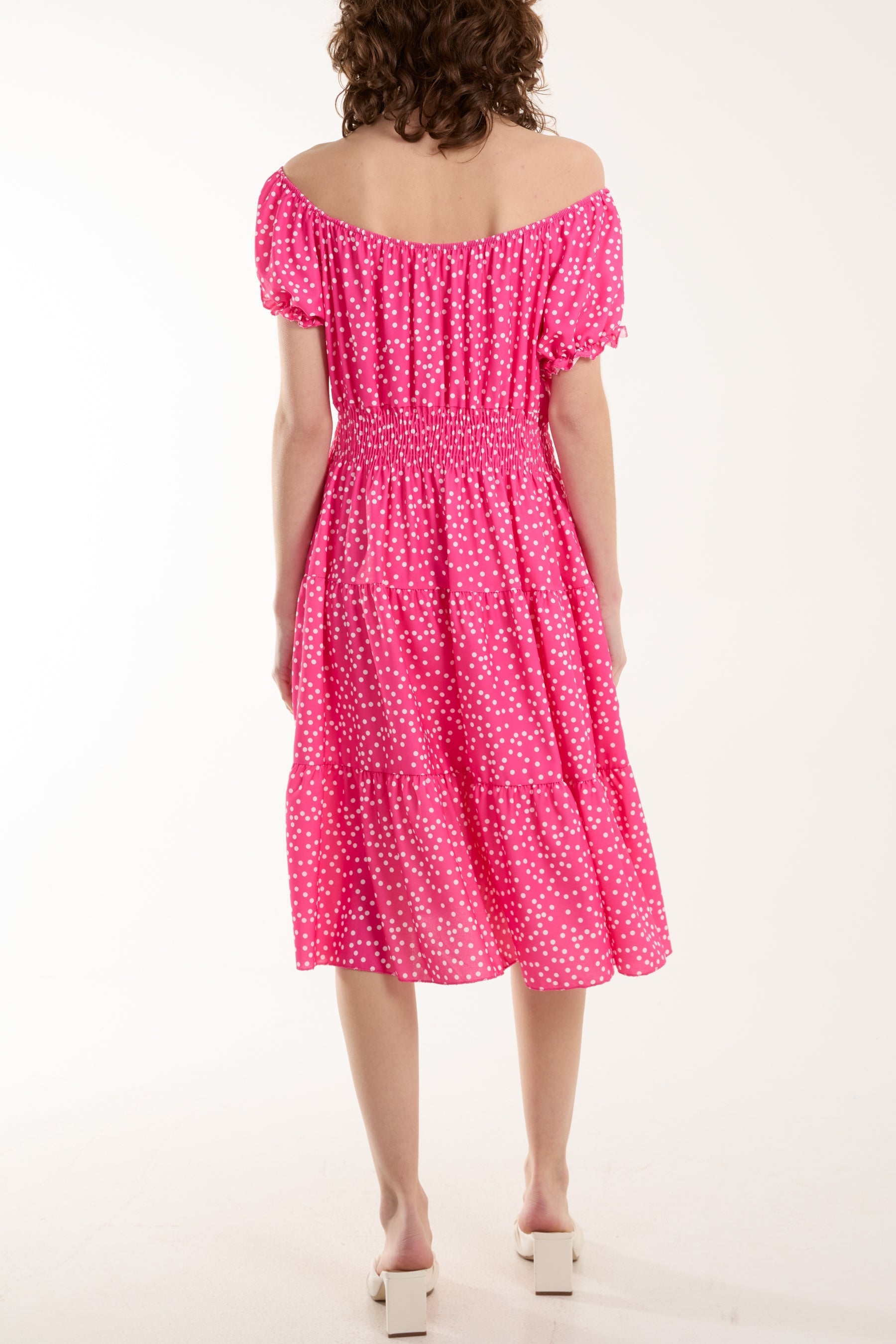 Polka Dot Button Through Mini Dress For Women  - Dropwear