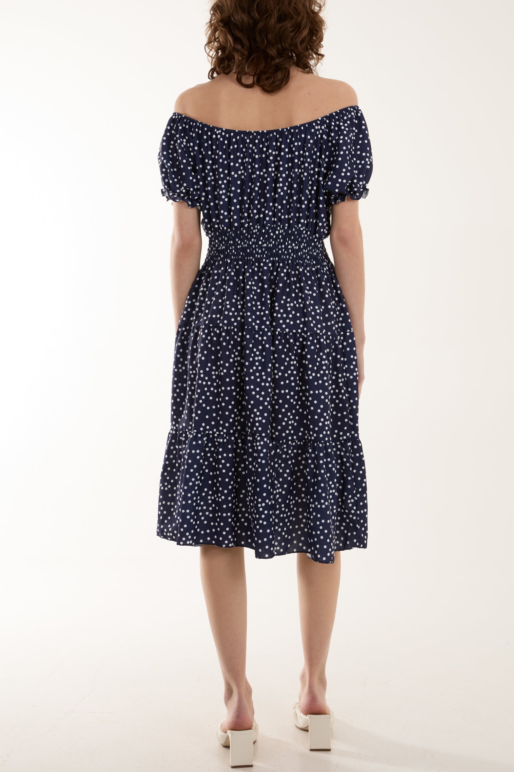 Polka Dot Button Through Mini Dress For Women  - Dropwear