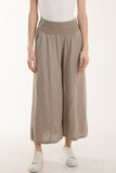 Linen Blend Wide Leg Waistband Trousers For Women  - Dropwear