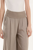 Linen Blend Wide Leg Waistband Trousers For Women  - Dropwear