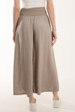 Linen Blend Wide Leg Waistband Trousers For Women  - Dropwear