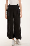 Linen Blend Wide Leg Waistband Trousers For Women  - Dropwear