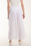 Linen Blend Wide Leg Waistband Trousers For Women  - Dropwear