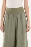 Beige Linen Blend Wide Leg Waistband Trousers For Women ONE SIZE - Dropwear