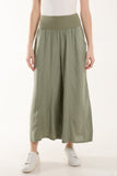 Navy Linen Blend Wide Leg Waistband Trousers For Women ONE SIZE - Dropwear