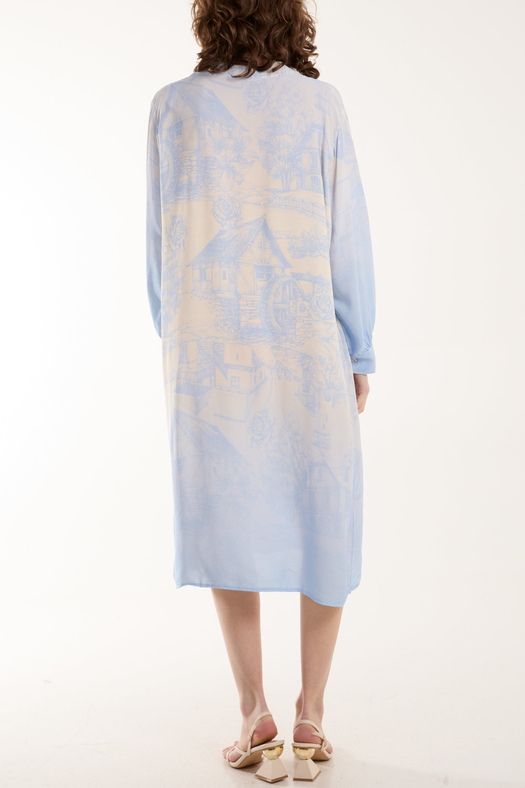 Ombre Landscape Print Midi Dress For Women  - Dropwear