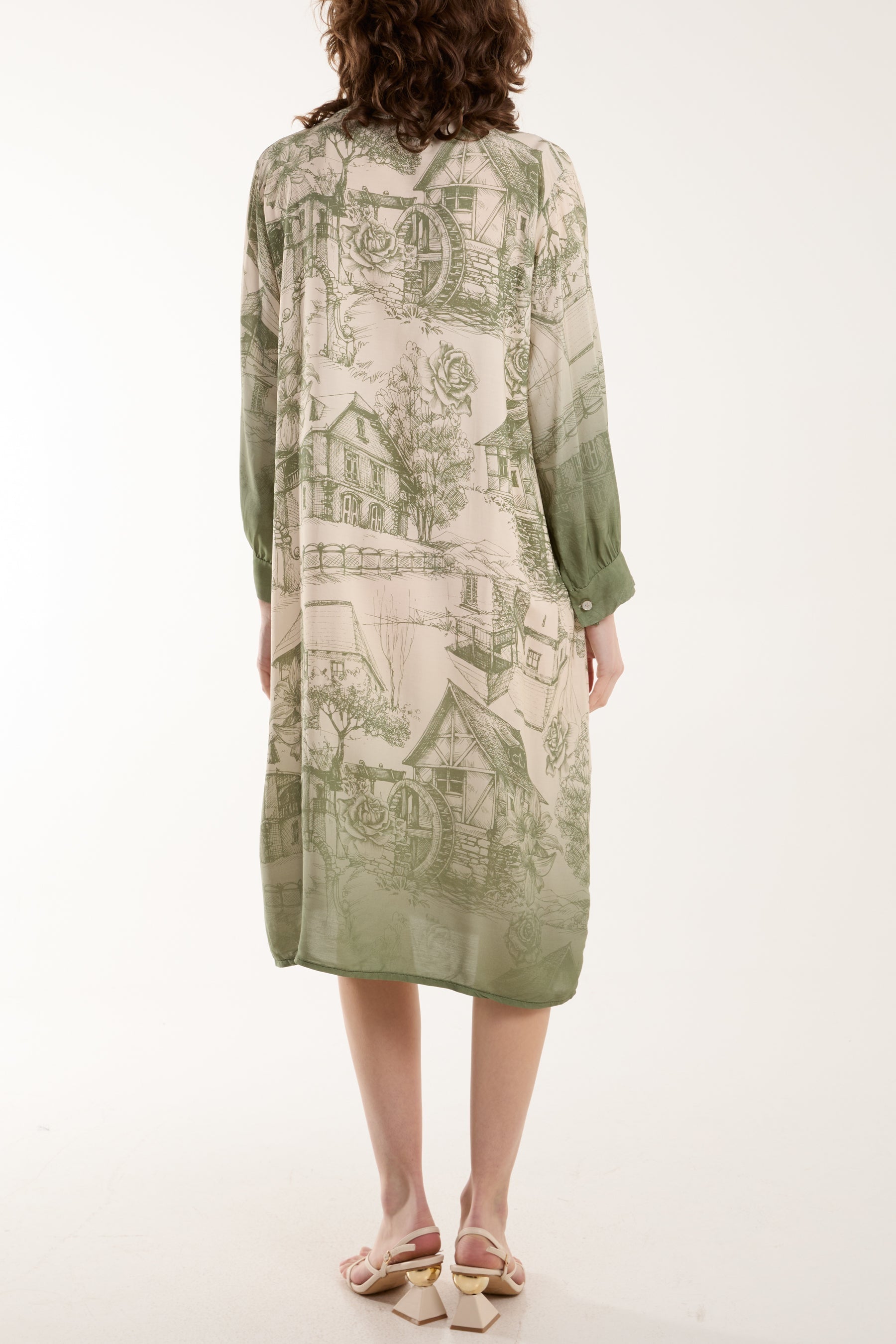 Ombre Landscape Print Midi Dress For Women  - Dropwear