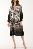 Ombre Landscape Print Midi Dress For Women  - Dropwear
